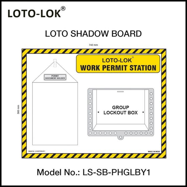 LOTO Shadow Board, Work Permit Station, (Empty Board)