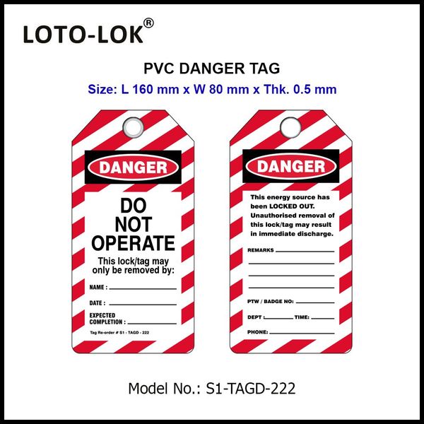 PVC Danger Tags, Length 160mm.