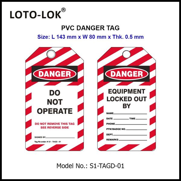 PVC Danger Tags, Length 143mm.