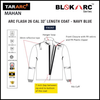 MAHAN ARC FLASH KIT (MEN), ARC RATING: 26 CAL/CM² , HRC 3 (BIB, 32" COAT, HOOD) - Image 9