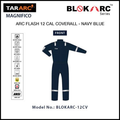 TARARC_MAGNIFICO_BLOKARC™_SERIES_ARC_FLASH_12_CAL_COVERALL_FRONT_NAVY_BLUE
