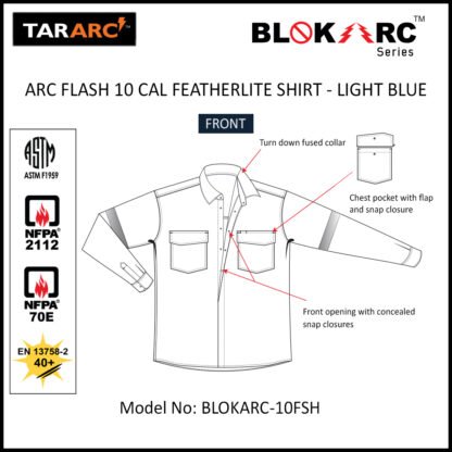 ARC FLASH FEATHERLITE SHIRT (MEN), ARC RATING: 10 CAL/CM² , HRC 2 - Image 3
