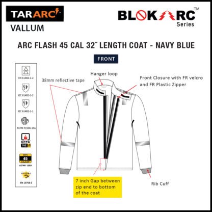 VALLUM ARC FLASH KIT (MEN), ARC RATING: 45 CAL/CM² , HRC 4 (BIB, 32" COAT, HOOD) - Image 9